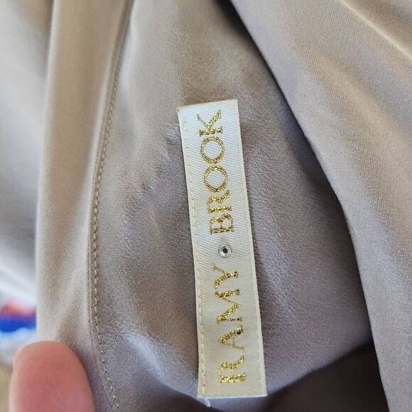 Ramy Brook Beige One Shoulder Mini Dress Bubble Hem 100% Silk Party - Picture 13 of 15